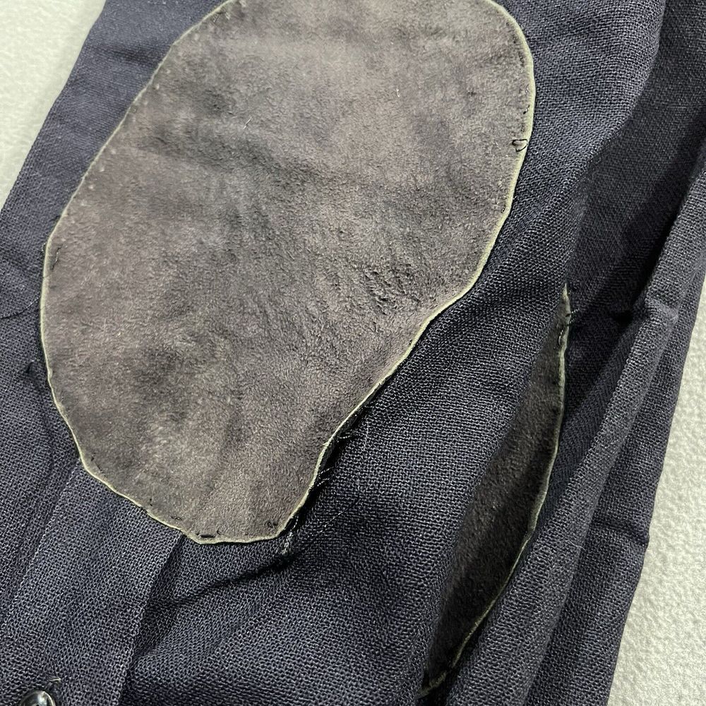 1950s Pendleton Trail Shirt Men 16.5 Navy Blue Virgin Wool Elbow Patches Pockets - Picture 12 of 16